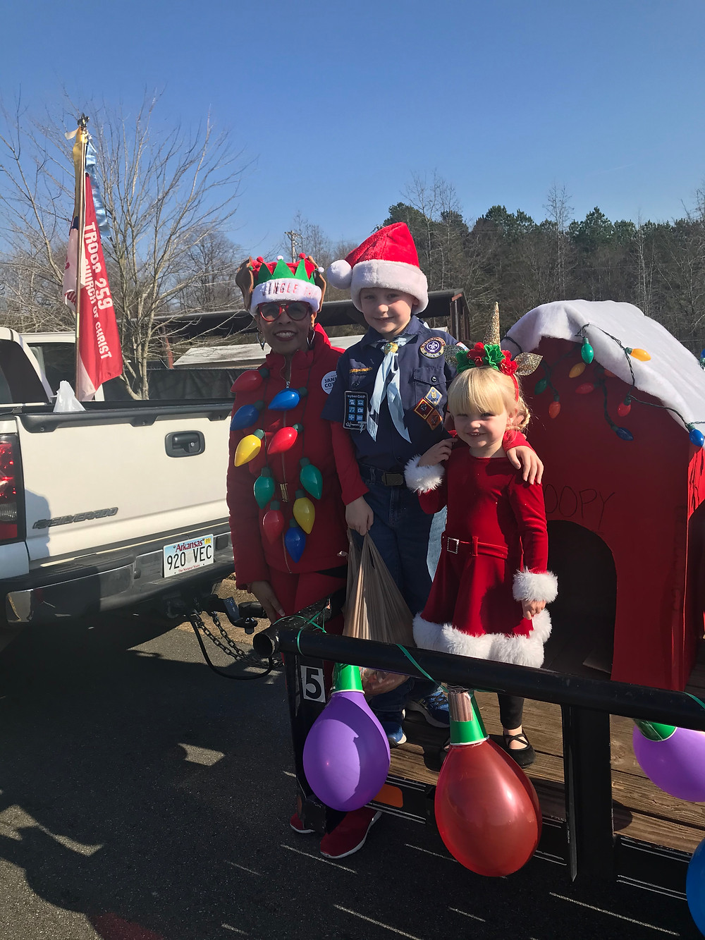 Candidate Jannie Cotton and Santa's helpers at the Sherwood Annual Christmas Parade