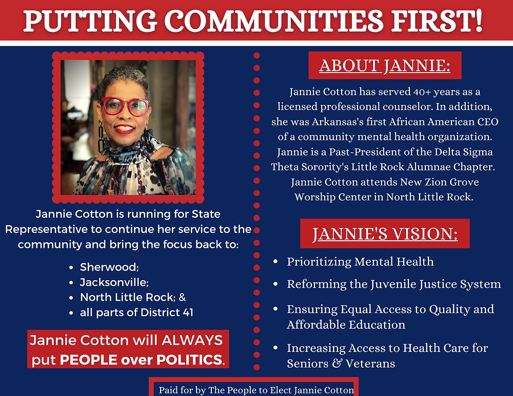 Jannie Cotton 'Putting Communities First' postcard