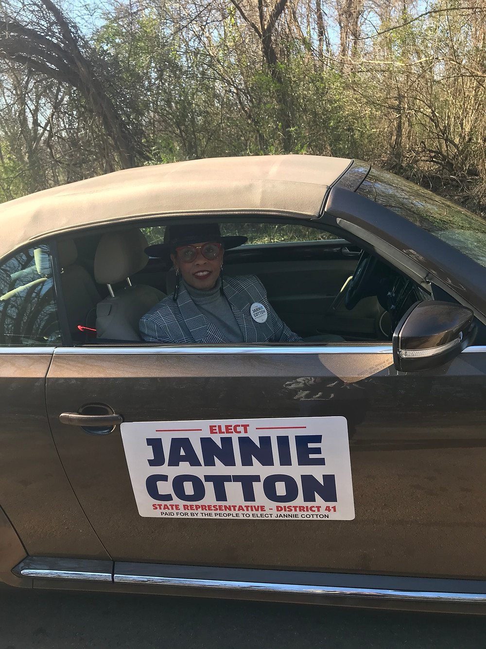 Candidate Jannie Cotton running for State Representative District 41 driving in the 2020 Dr. Martin Luther King Jr. Marade