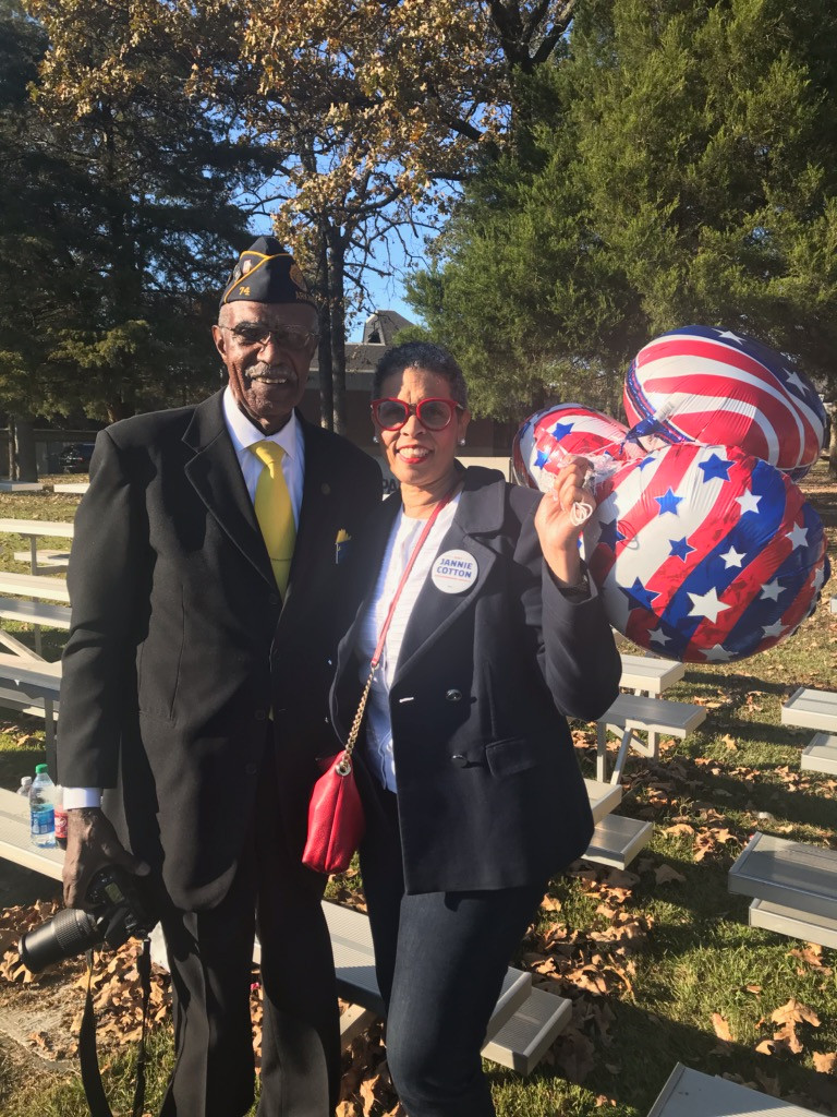 Candidate Jannie Cotton and a Veteran