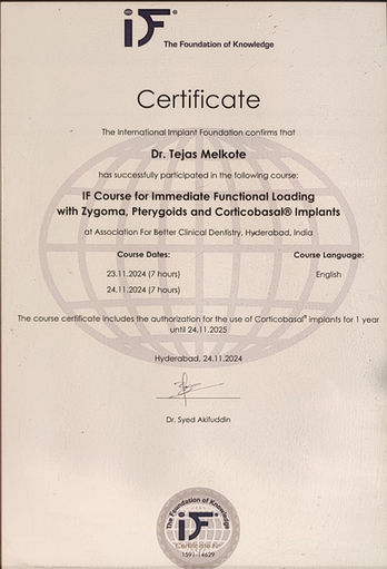 Certificate for Dr. Tejas Malkote from iF with course details