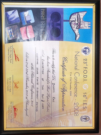 Framed certificate with text, award for Dr. James, National Conference 2008.