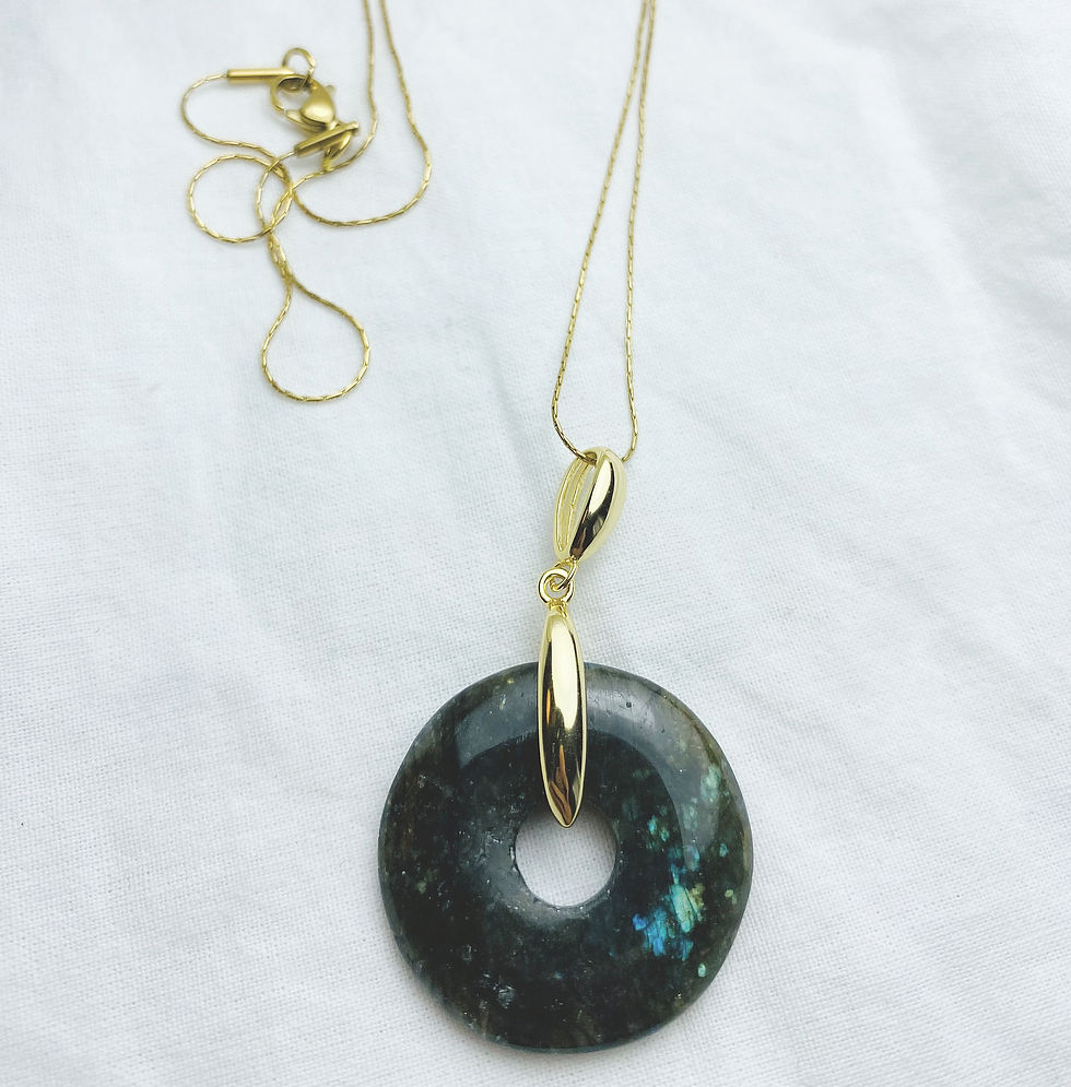 Edelsteinhalskette Pi-Scheibe Labradorit 30 mm