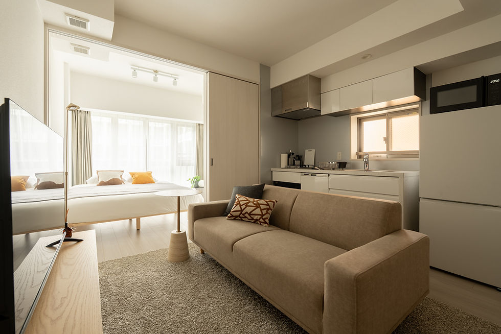 Bedroom design in a furnished Tokyo apartment