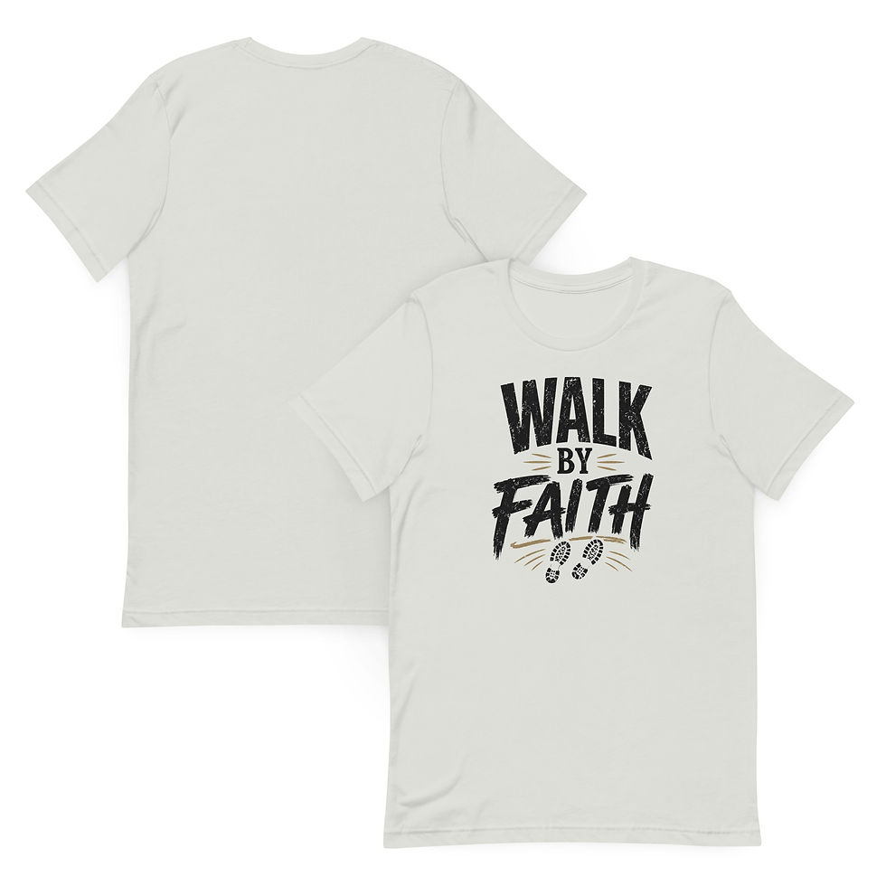 Thumbnail: Walk by Faith Christian T-Shirt | 2 Corinthians 5:7 | Faith & Fitness Tee 