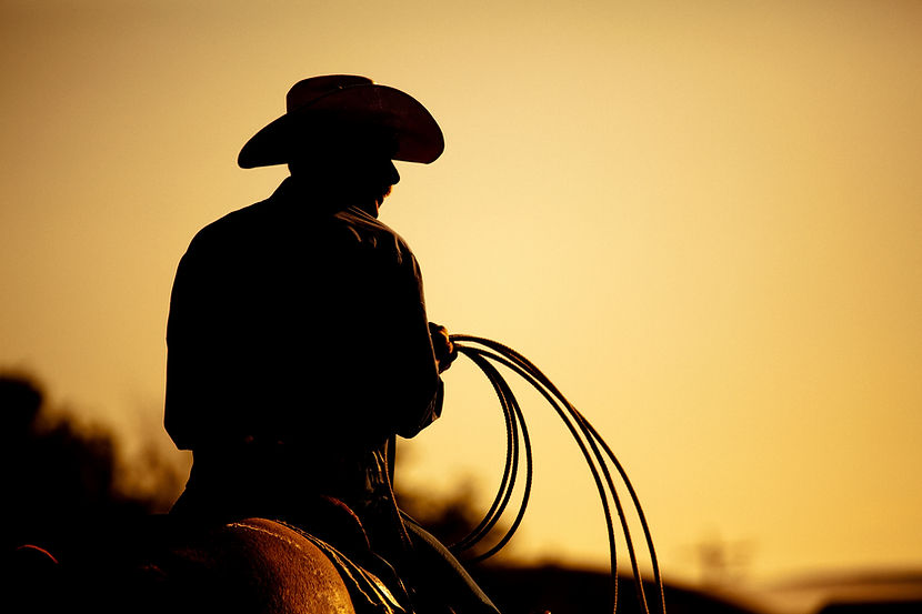 Silhouette de cowboy au coucher du soleil