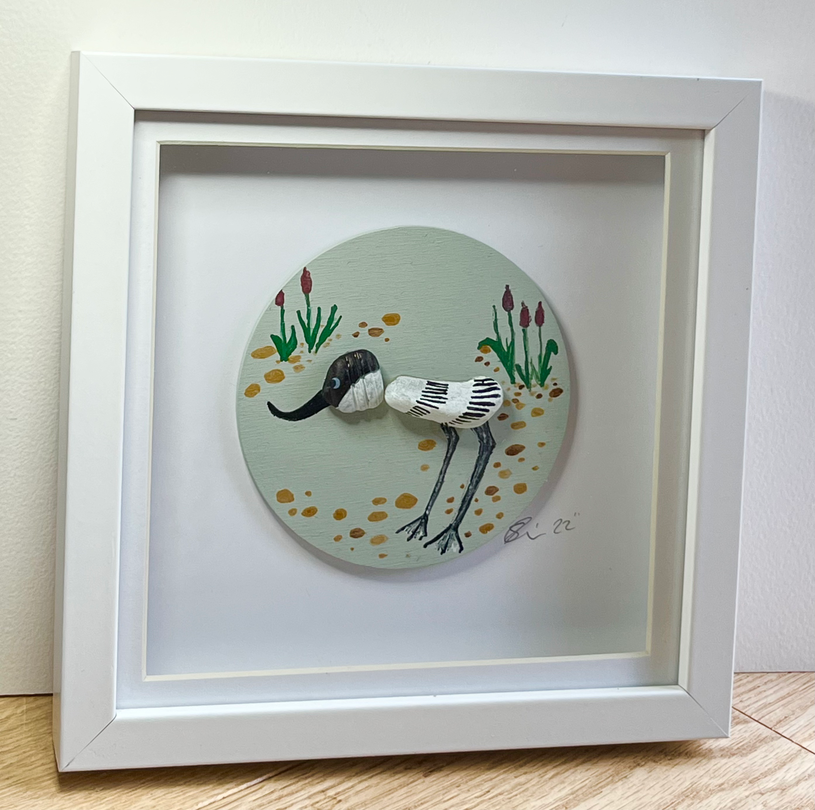 Avocet in Scottish Sea Glass - Framed
