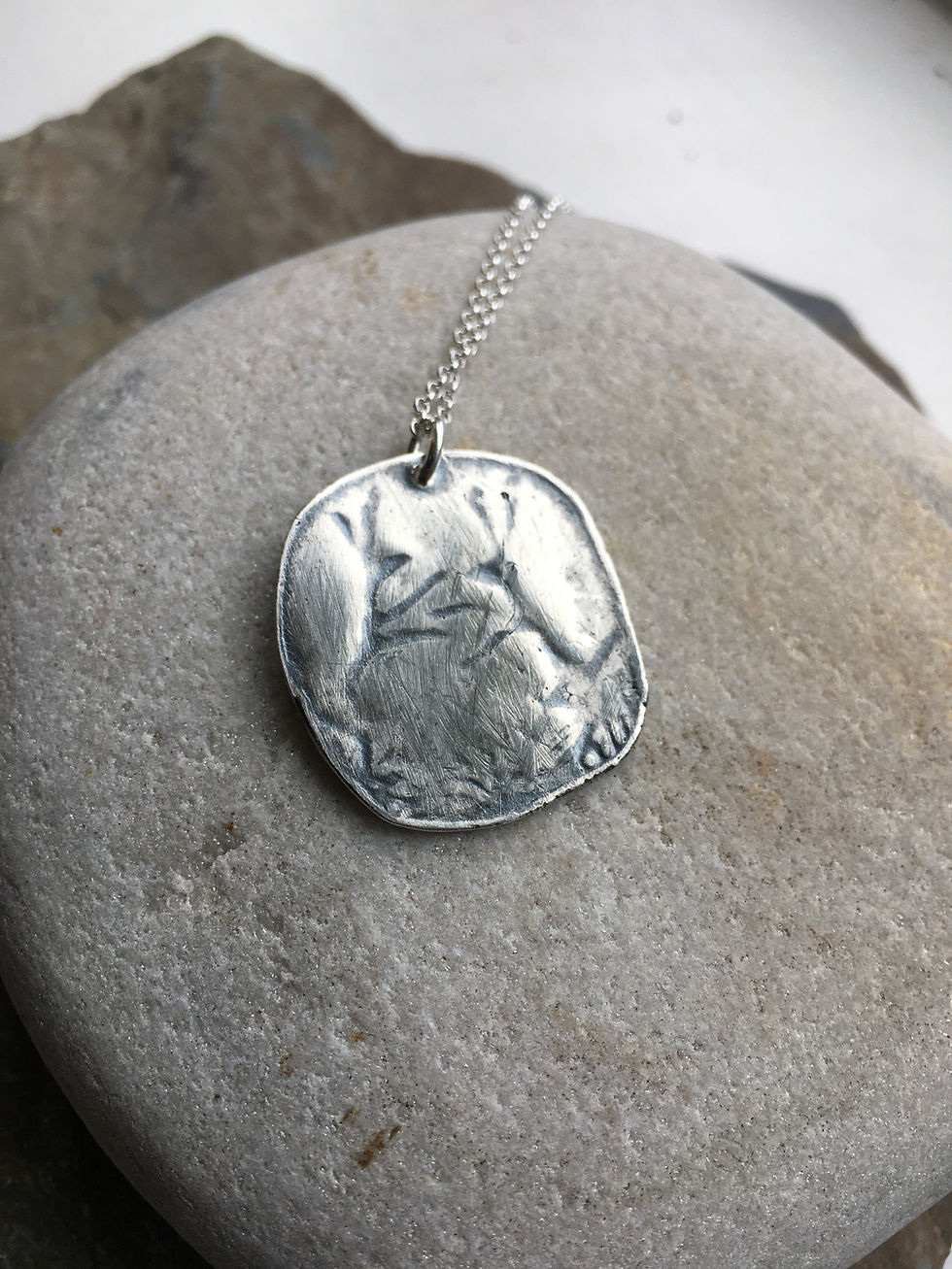 Thumbnail: Boxing Hares Necklace, Animal Necklace