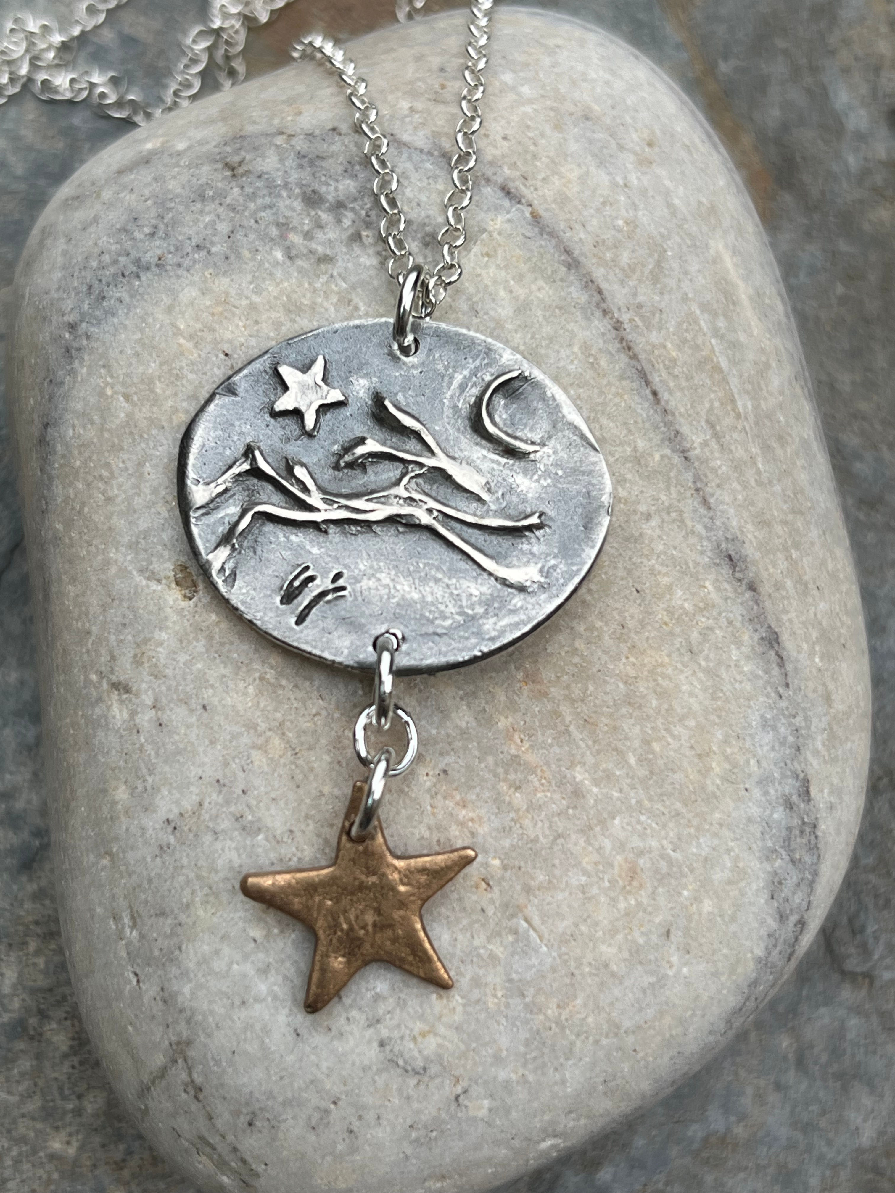Hare Necklace - Animal Necklace, hare and moon