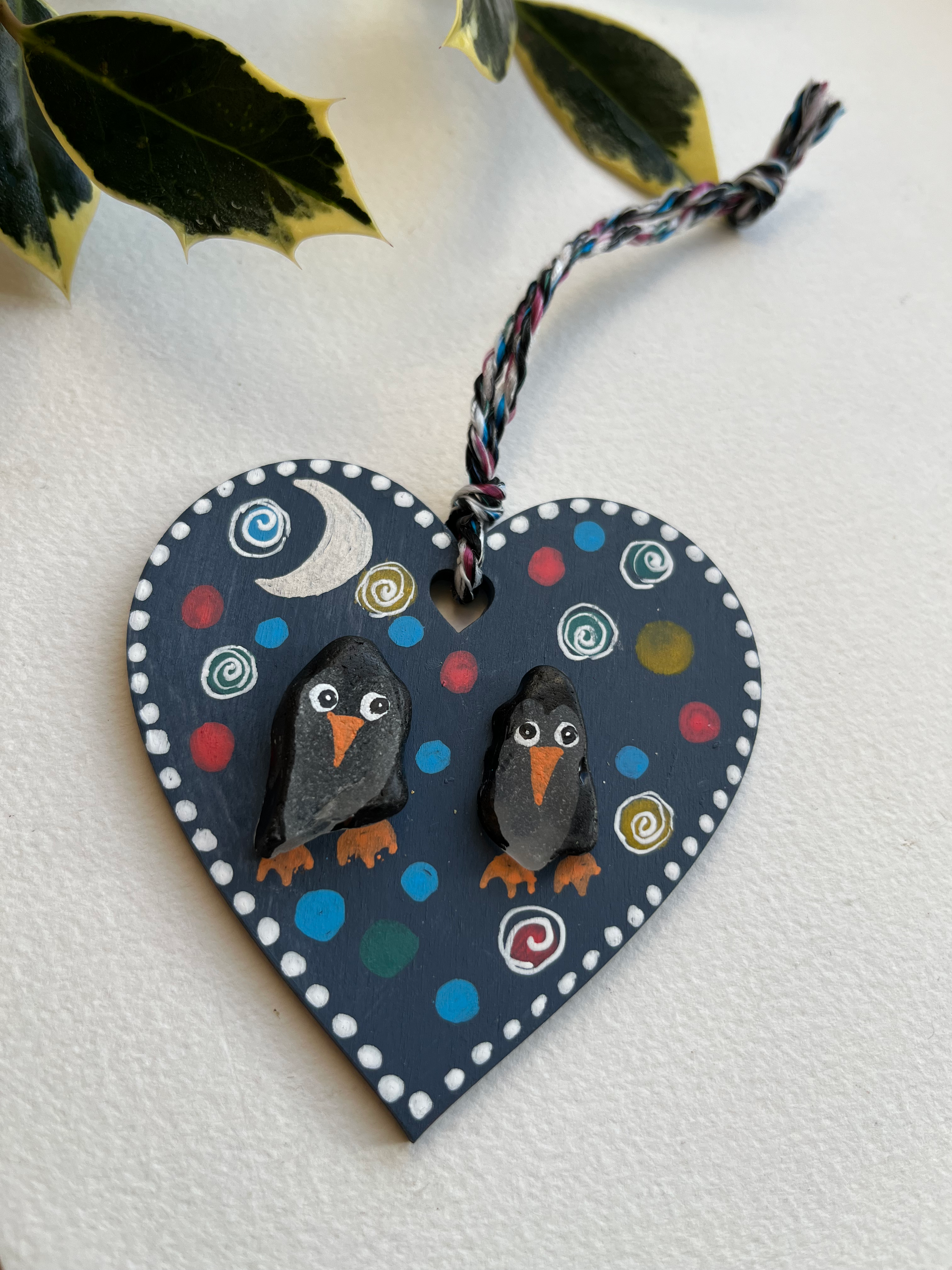 Two Penguins,  sea glass, Christmas Tree decoration