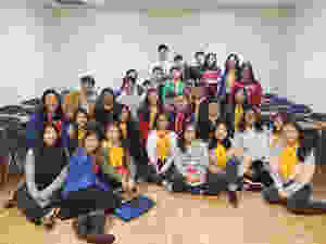 Visiting with the Confirmation class
