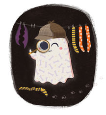Digital illustration of a cute ghost for halloween - #augghost