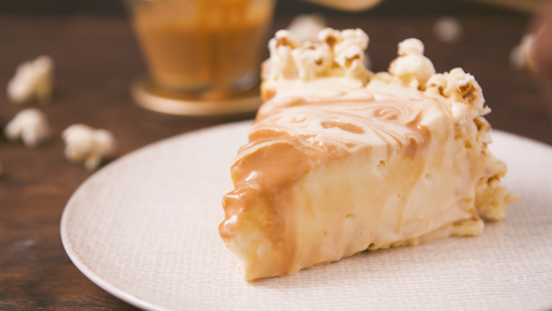 Salted Caramel Popcorn Cheesecake