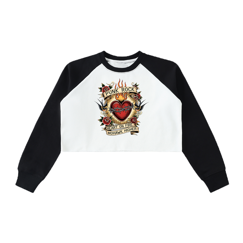 Thumbnail: Sacred Raw-Hem Color-Block Raglan Crop Sweatshirt