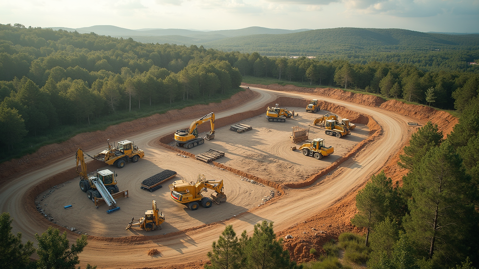 High angle view of a construction site with eco-friendly practices