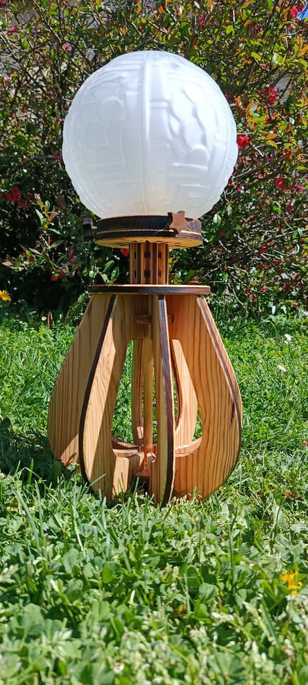 lampe déco bois globe verre
