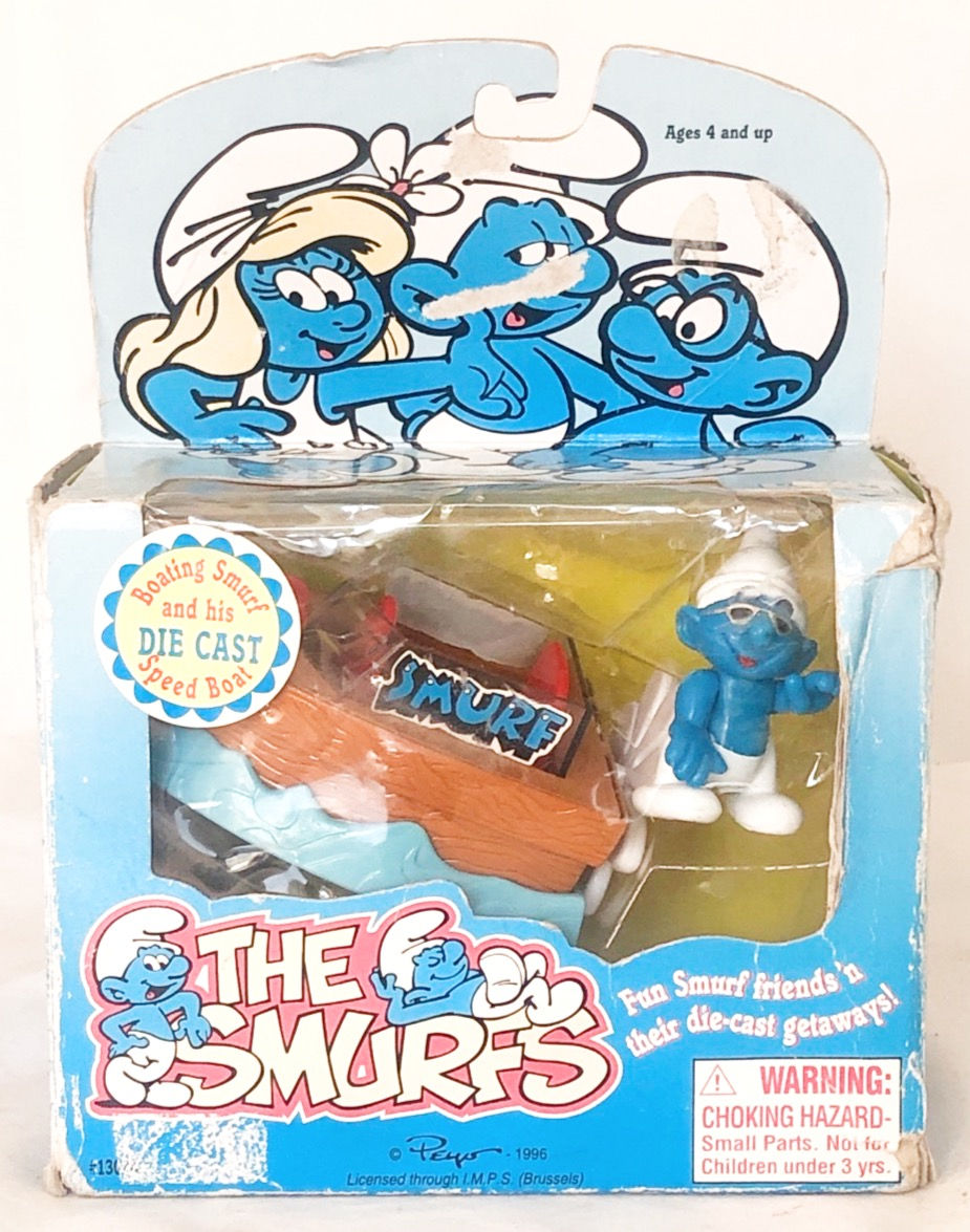Thumbnail: The Smurfs Die-Cast Speed Boat Toy Island 1996