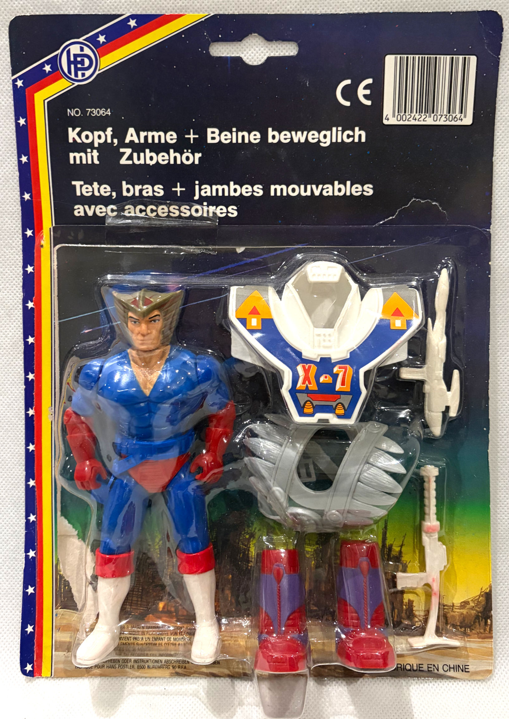 Space Patrol lue Soldier #2 Toy Removed - Open Bubble Solidco Industrial 1986