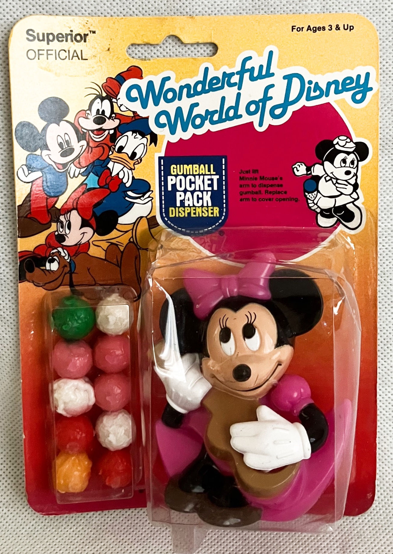 Wonderful World Of Disney Gumball Pocket Pack Minnie Superior 1986