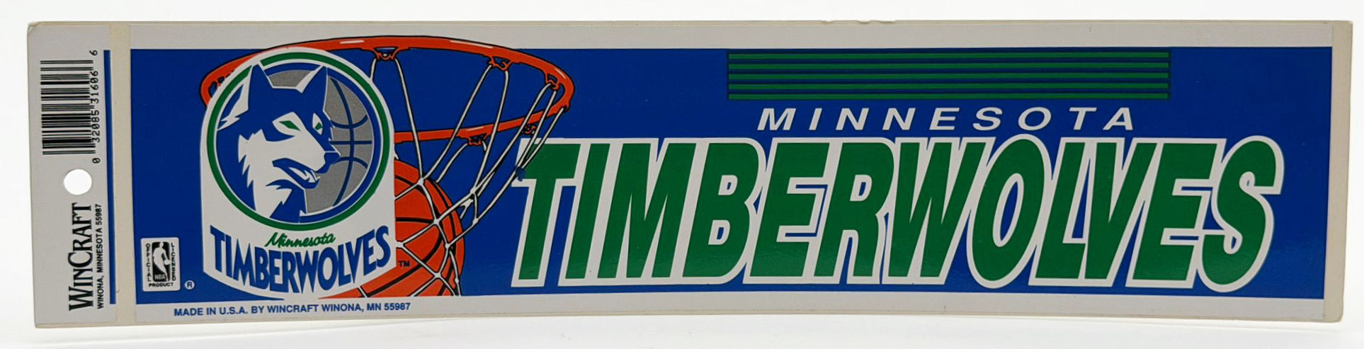 Minnesota Timberwolves Basketball Bumper Sticker 30cm 1994 L