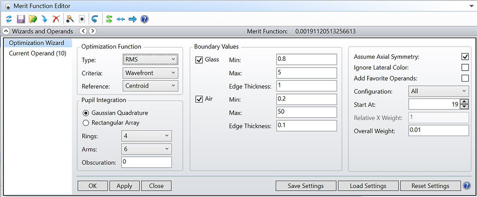 Zemax OpticStudio: Optimization Wizard