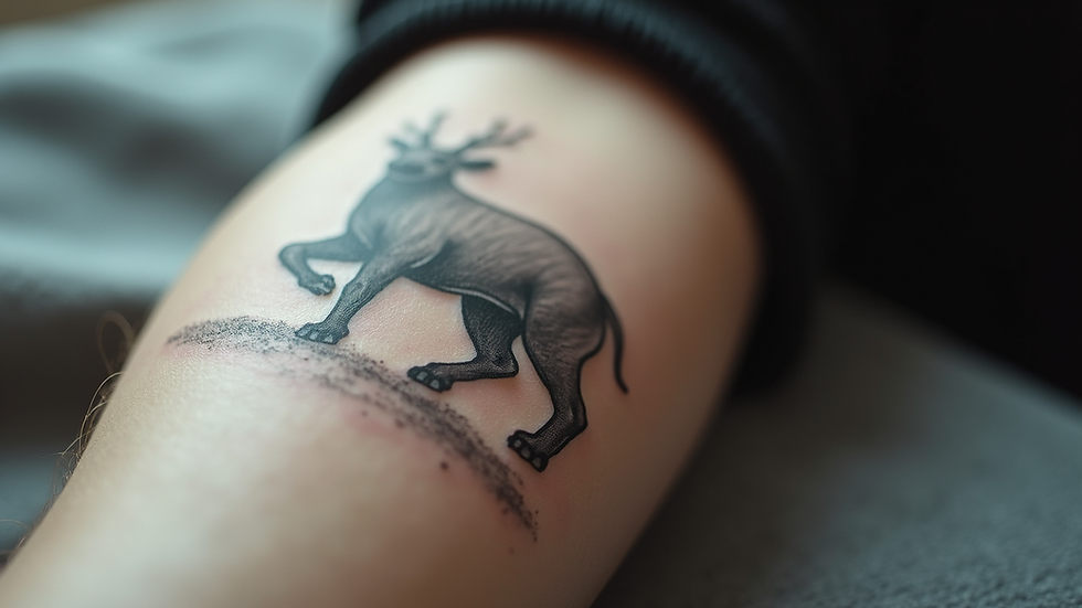 Close-up view of a sketch tattoo on forearm showing fine pencil-like lines and shading