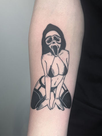 unserious ghostface killercyber sigilism y2k inspired tattoo design by We The Sinners Tattoo in St. Paul's Bay, Malta
