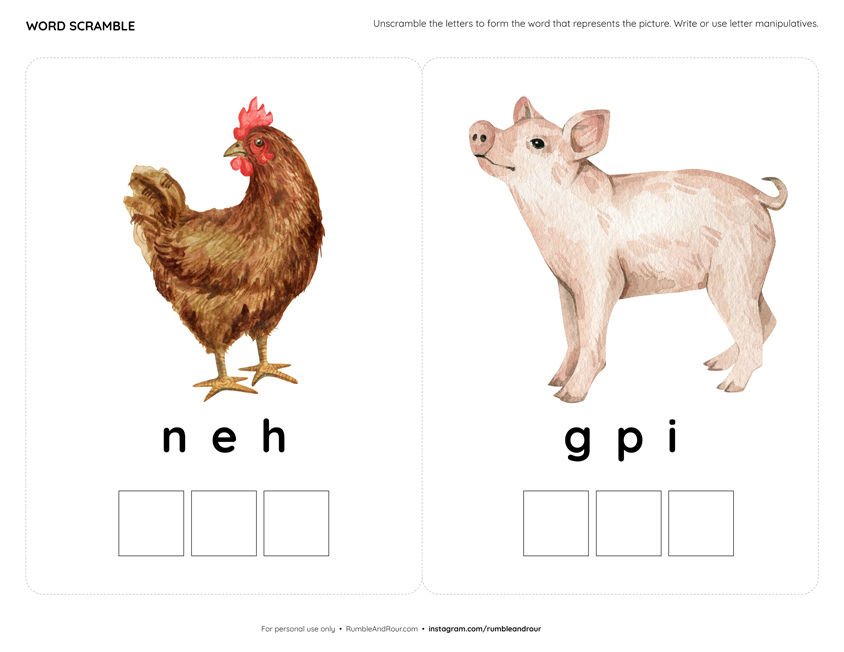 Thumbnail: Farm Word Scramble