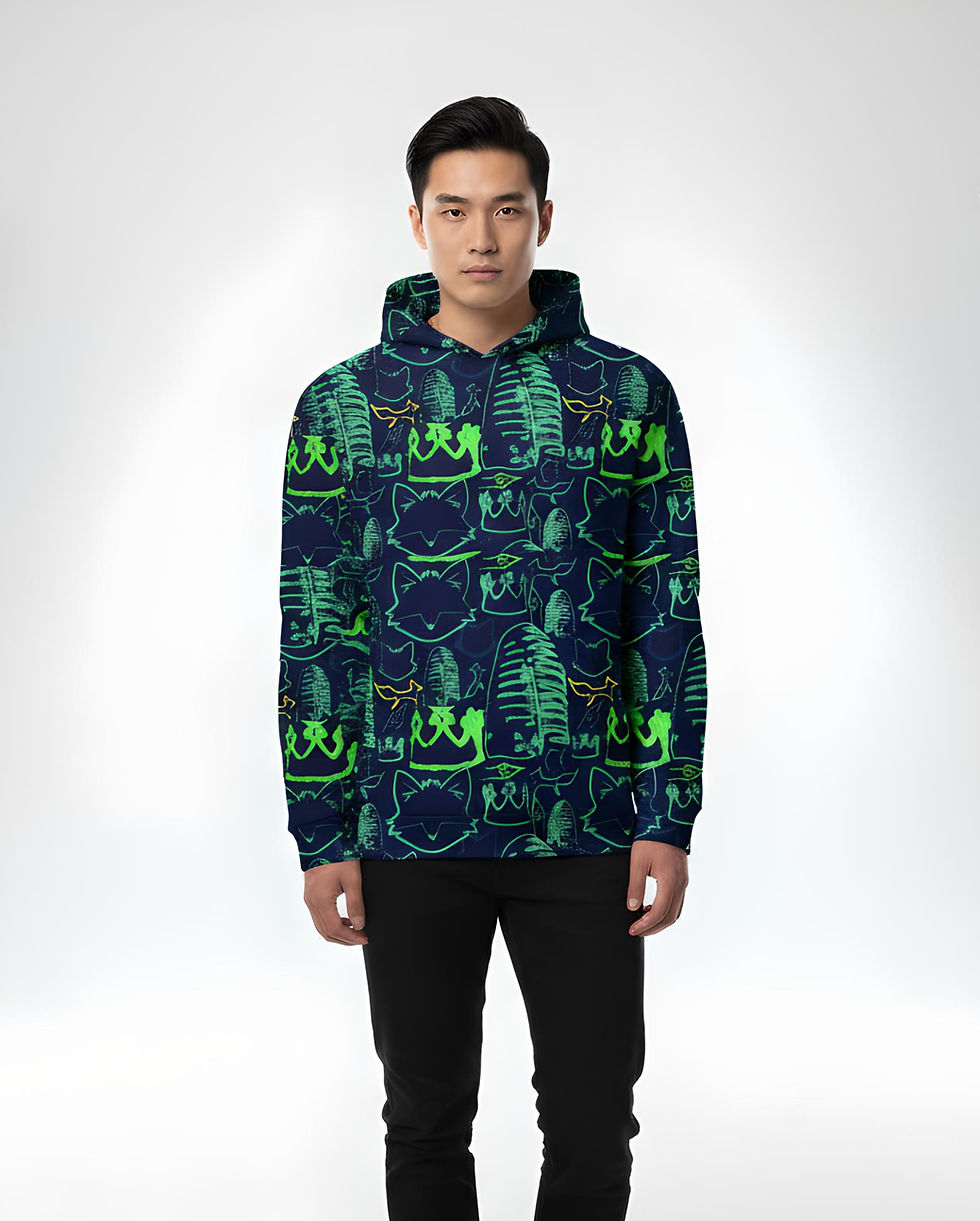 Leicester Original | Blue and Green Abstract Fox Unisex Hoodie | London Calling