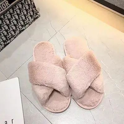 Thumbnail: Personalized Bridal Slippers Fluffy Bridesmaid Wedding Gift for Women