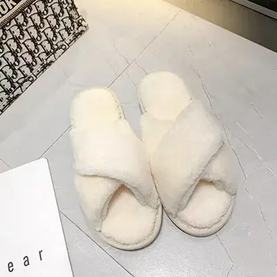 Thumbnail: Personalized Bridal Slippers Fluffy Bridesmaid Wedding Gift for Women