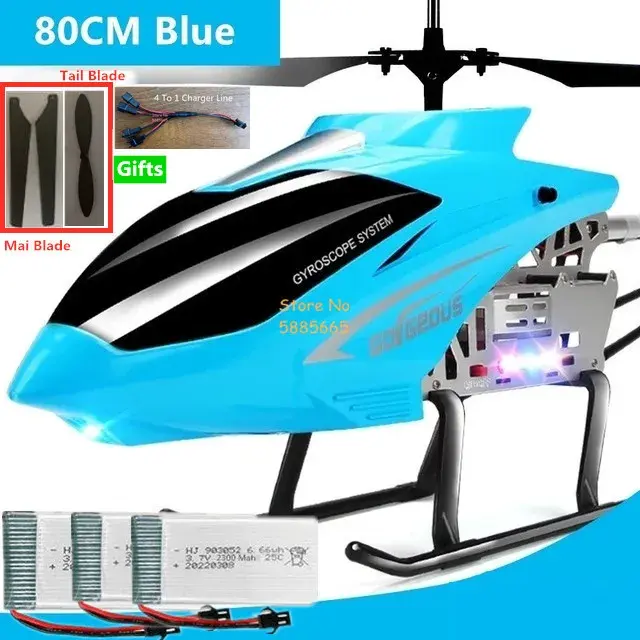 Thumbnail: 80CM RC Helicopter Toy – Big Alloy Remote Control Helicopter with LED