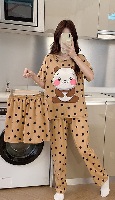 Thumbnail: IMPORTED PREMIUM QUALITY CARTOON 3PC NIGHT SUITS (HALF ROUND NECK T-SHIRT AND FU