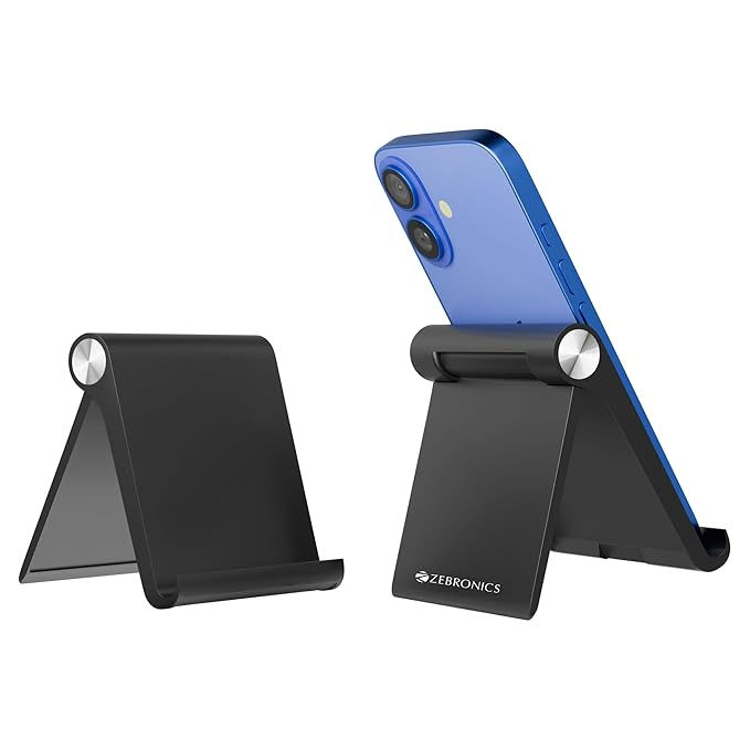 Zebronics Foldable Mobile & Tablet Stand, Multi-Angle Adjustable