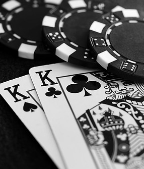 Playing Card Artwork, Pair of Kings Fine Art Photograph, Black and White Poker Hand on Pri