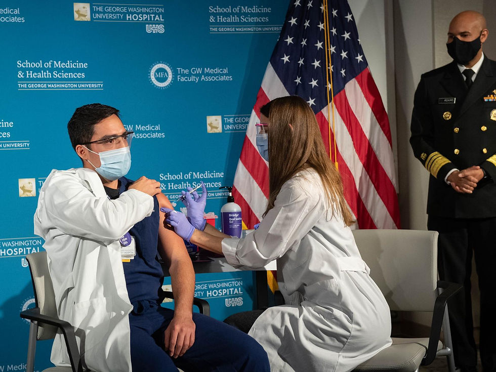 Healthcare professional receiving the vaccine in America