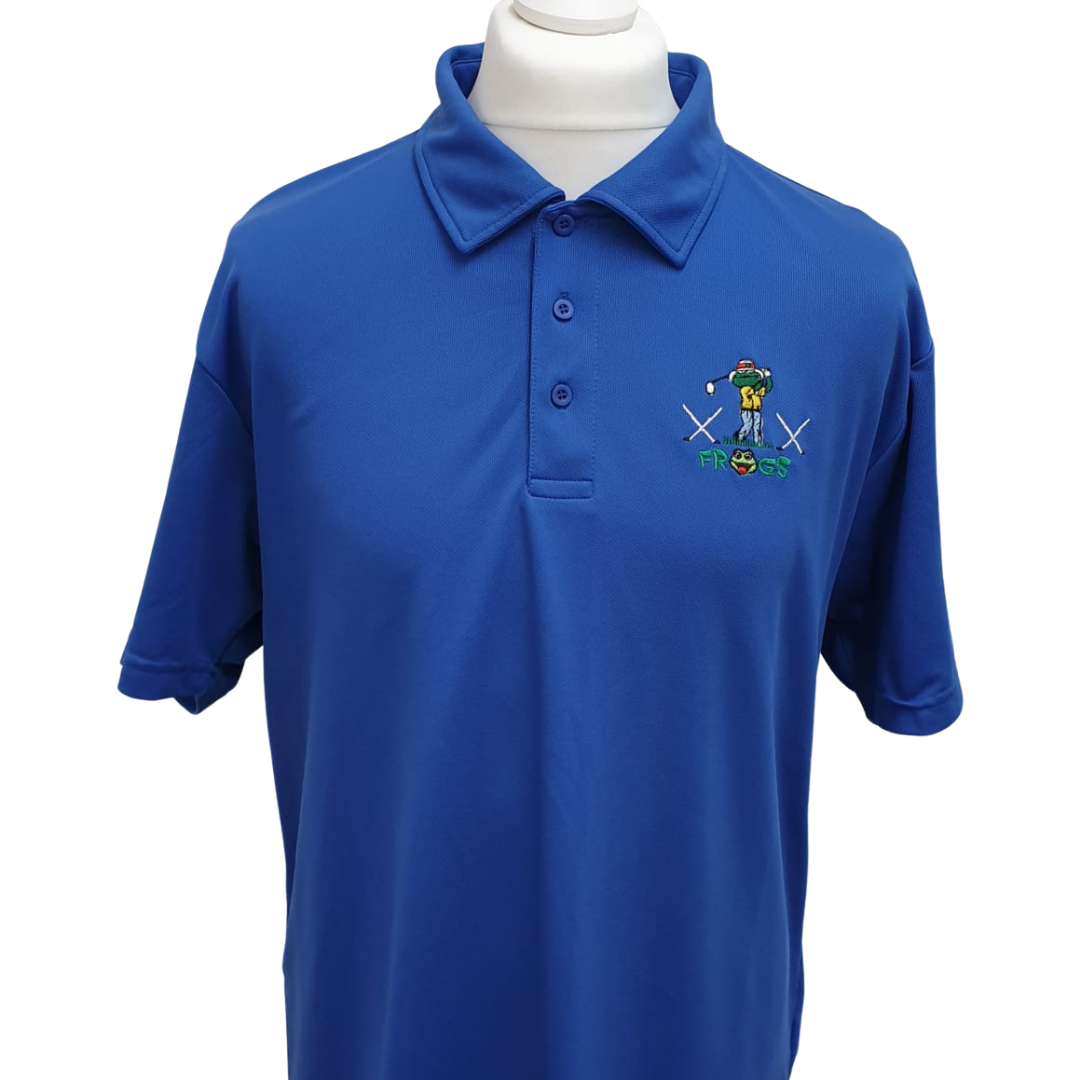 Frogs Blue golf t-shirt size large