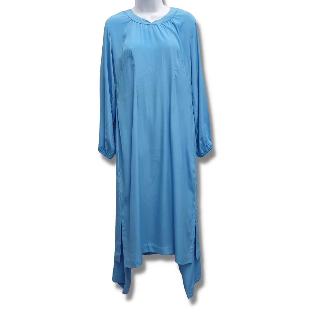 Long blue ethnic tunic and trousers. Uk14