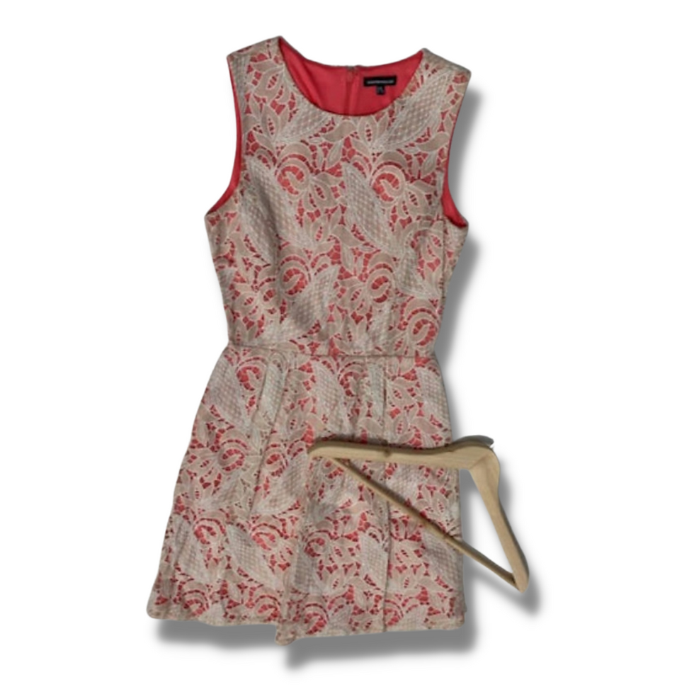 Warehouse coral & lace dress. Size 8