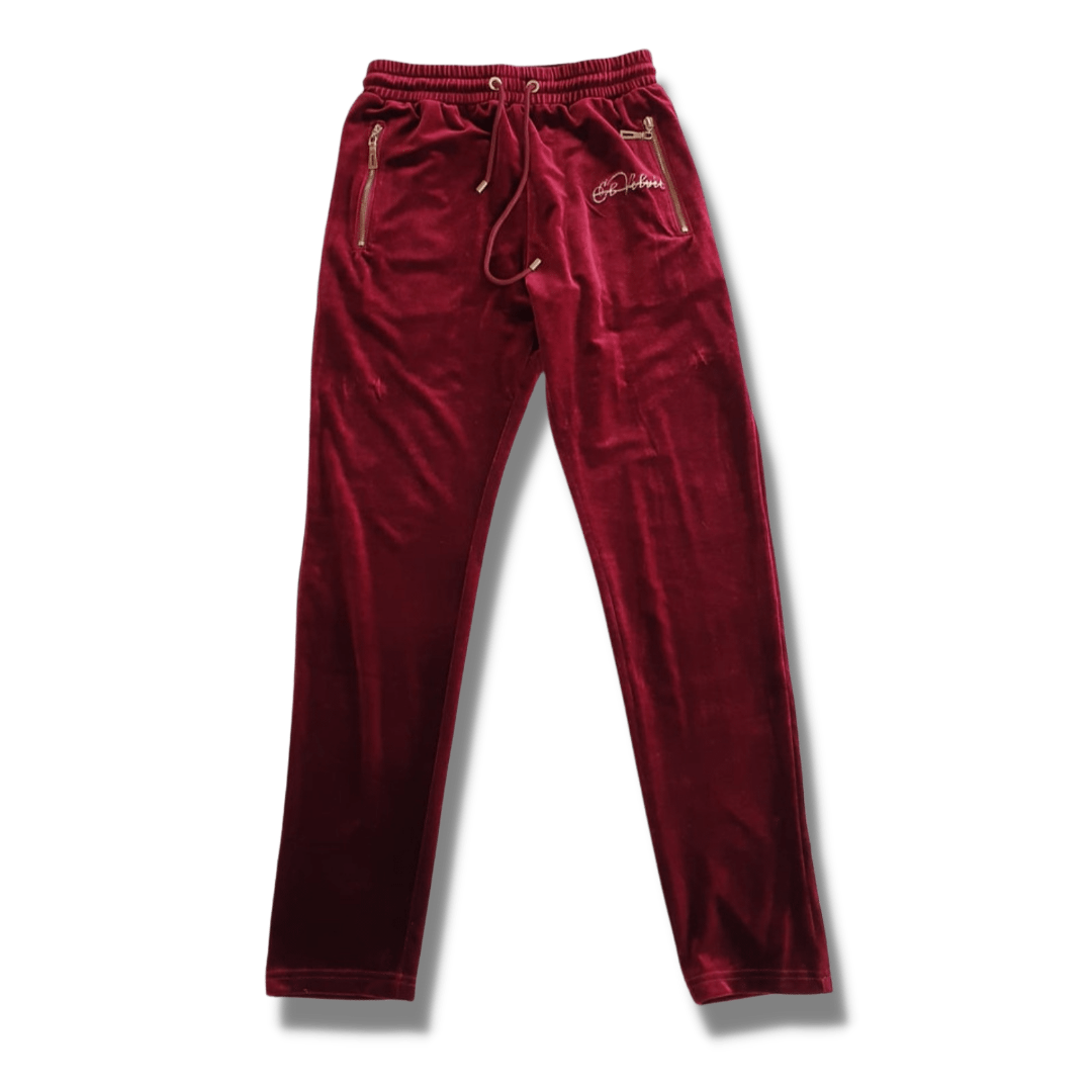 Mens red velvet sweatpants. Size S