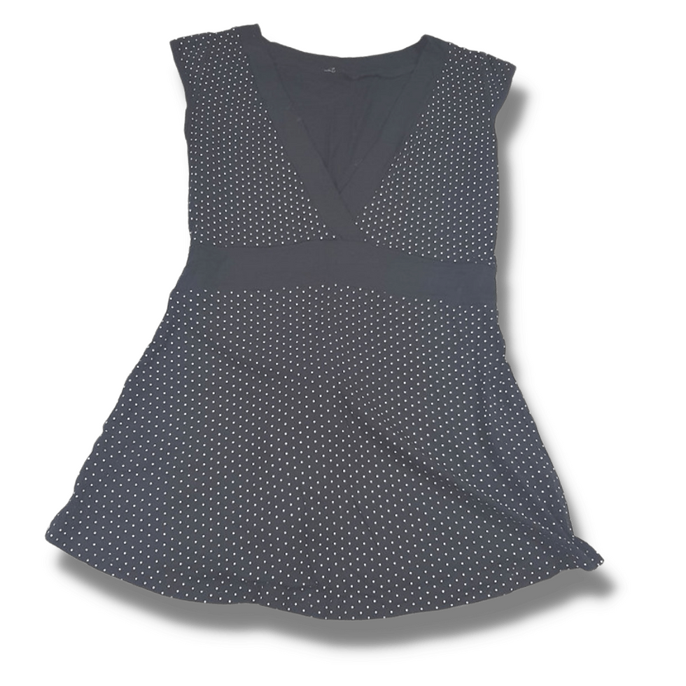 New Look maternity black polka dot top with tie up back size 8