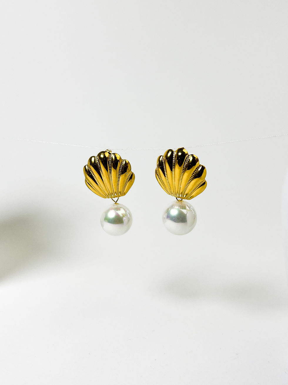 Thumbnail: CleoShell Pearl Drop 18K gold plated Earrings – Timeless Ocean-Inspired