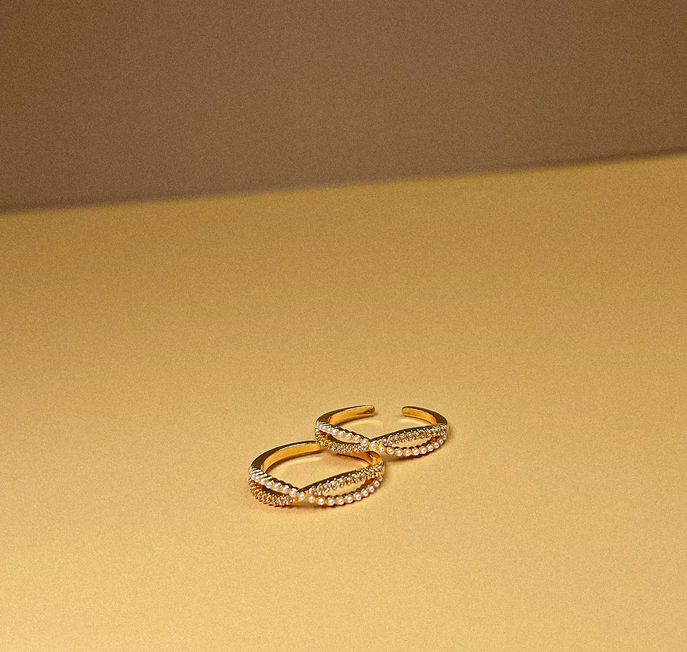Thumbnail: Infinity Pearl Stud Gold Ring