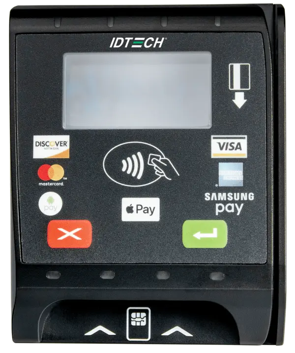 A picture of IDTech's VP6300 secure cashless solution, supporting magnetic stripe, EMV chip and contactless payments.
