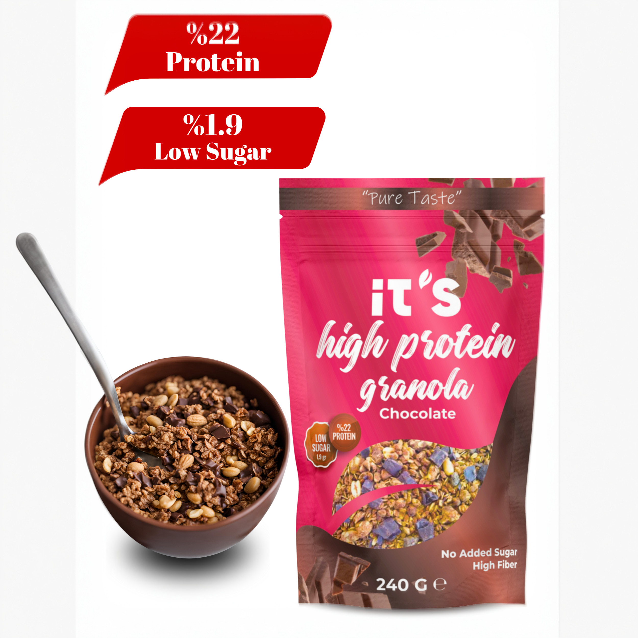 Yüksek Protein Granola - Şekersiz Çikolatalı 240g