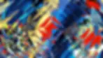 Abstract digital artwork by Cromwell titled Mechatronics, featuring interlocking geometric forms in vivid red, yellow, blue, and black. Dynamic, layered shapes create a sense of depth and mechanical motion, suggesting a fusion of technology and emotion.