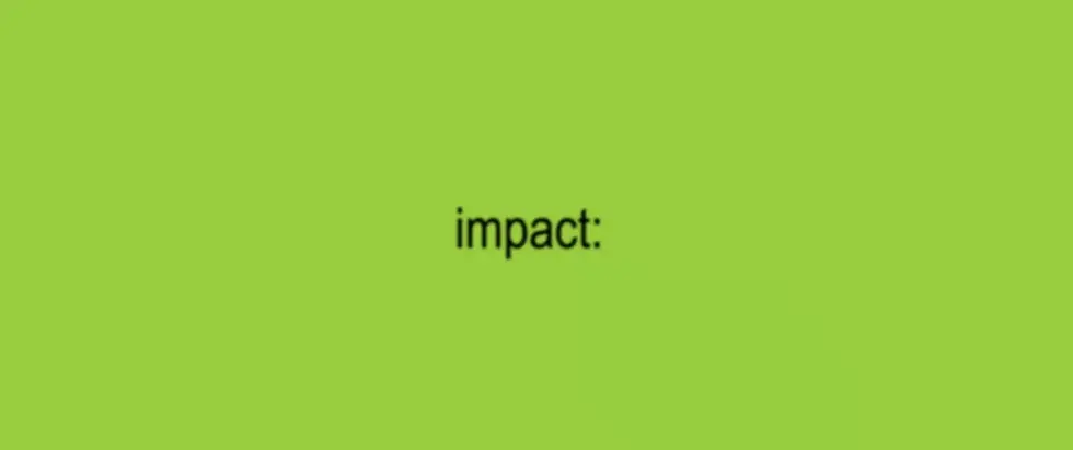 In the style of Charli XCX brat album, a bright green background with "impact" written in the center