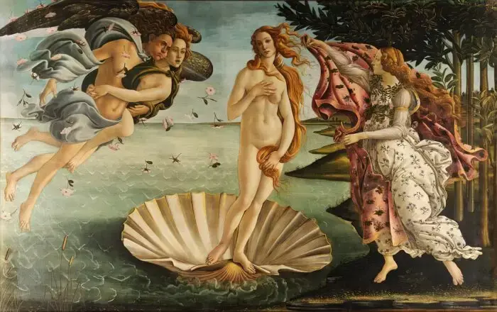 Sandro Botticelli, “The Birth of Venus”, c. 1484–1486, tempera on canvas. Uffizi Gallery, Florence