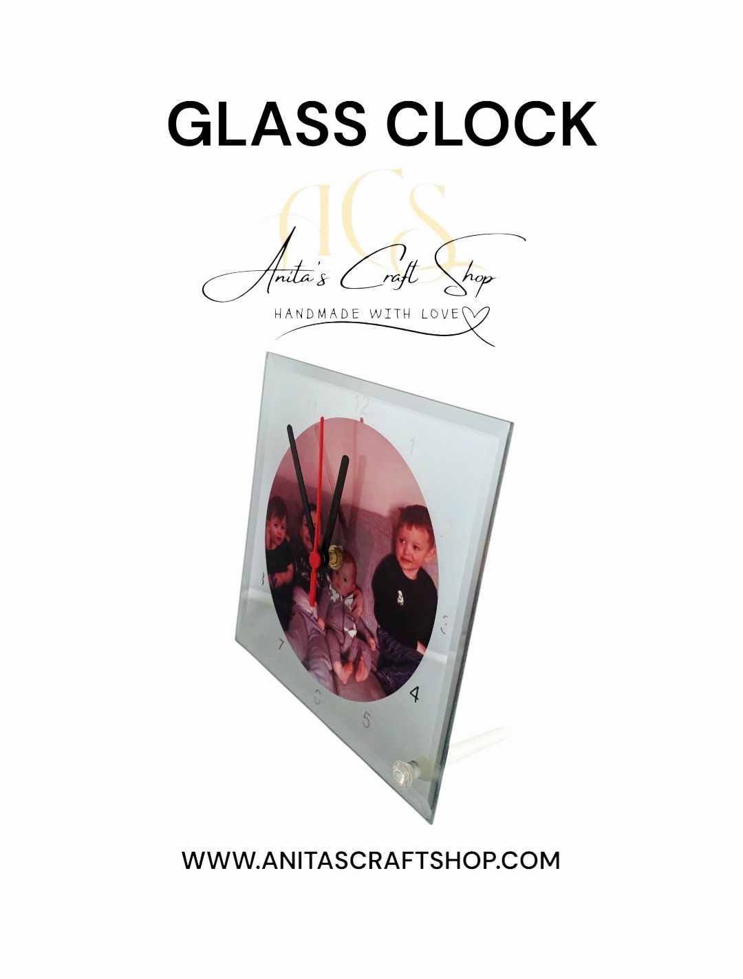Glass Clock - personalised clock - photo clock