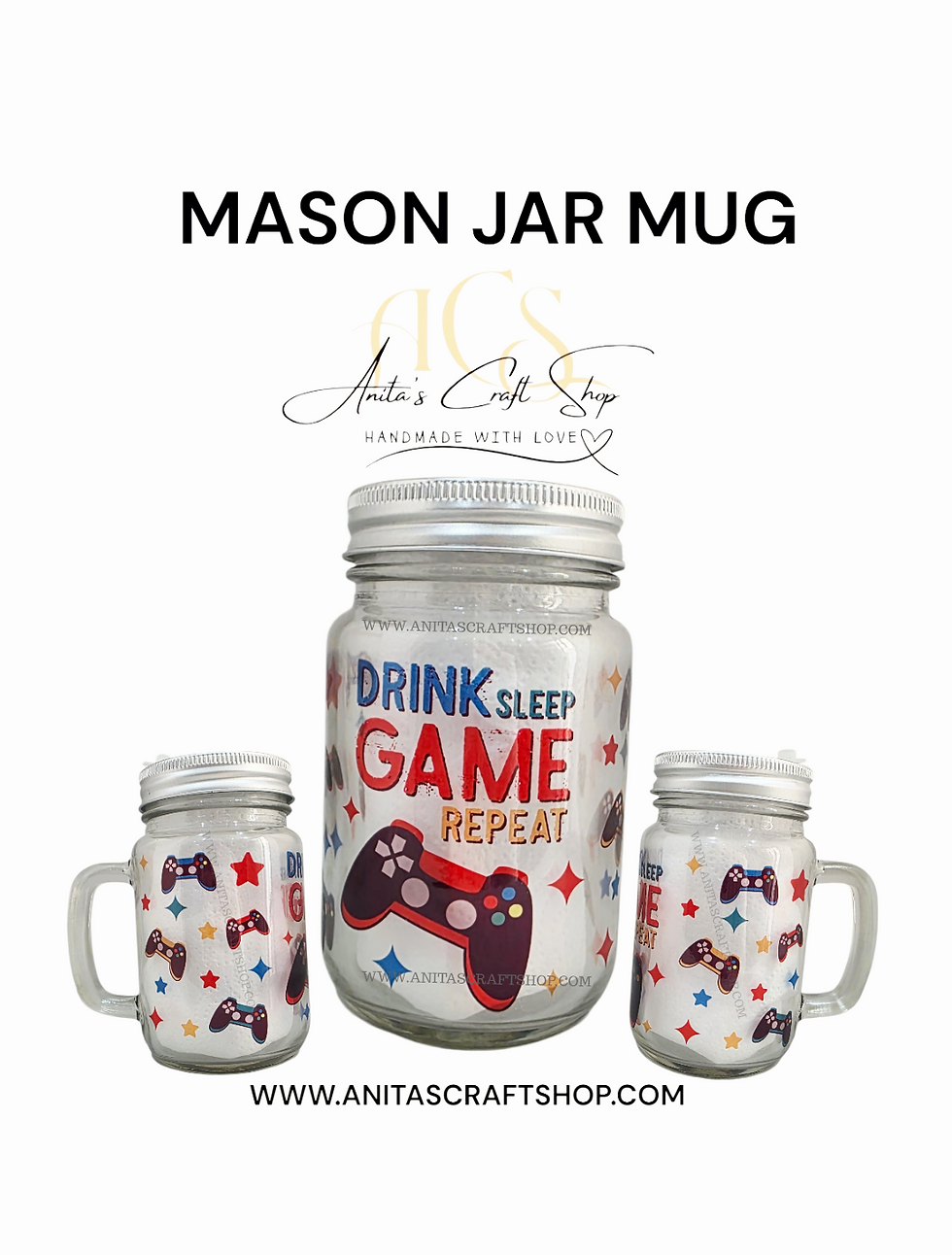 Mason Jar Mug - glassware - custom made